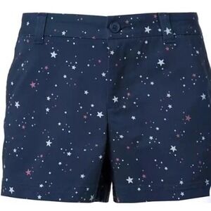 NWT Magellan Womens Happy Camper Chino Shorts Blue Americana Stars Size 10 31